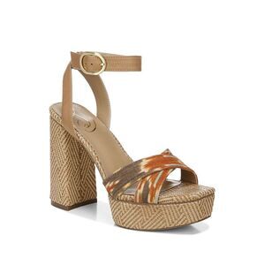 NWT SAM EDELMAN Womens Orange Nolita Raffia Toe Block Heel Heeled Sandal 11 M